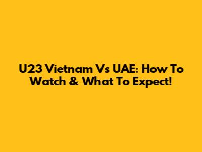 U23 Vietnam Vs UAE: How To Watch & What To Expect!