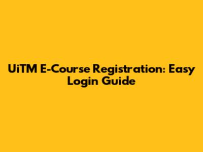 UiTM E-Course Registration: Easy Login Guide