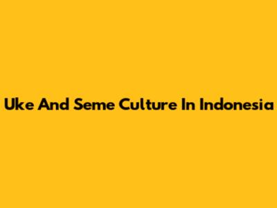 Uke And Seme Culture In Indonesia