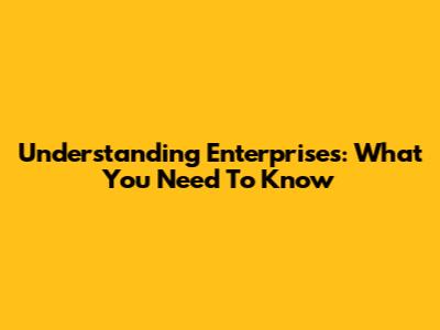 Understanding Enterprises: What You Need To Know