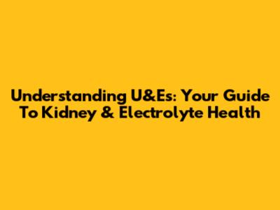Understanding U&Es: Your Guide To Kidney & Electrolyte Health