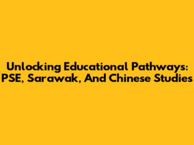 Unlocking Educational Pathways: PSE, Sarawak, And Chinese Studies