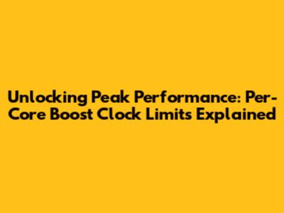 Unlocking Peak Performance: Per-Core Boost Clock Limits Explained