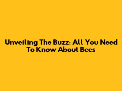 Unveiling The Buzz: All You Need To Know About Bees