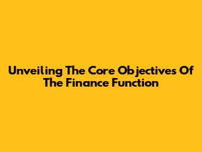 Unveiling The Core Objectives Of The Finance Function