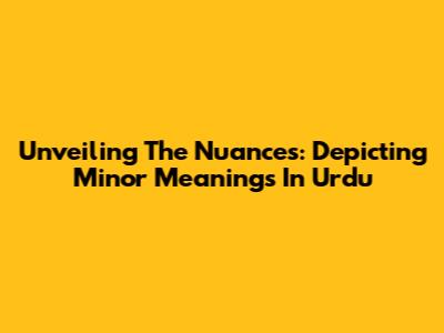 Unveiling The Nuances: Depicting Minor Meanings In Urdu