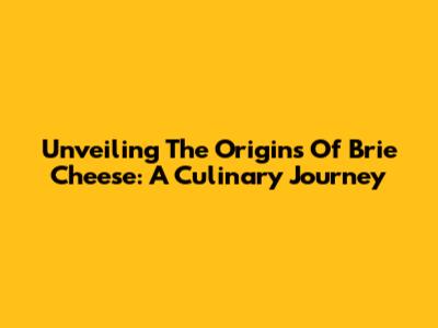 Unveiling The Origins Of Brie Cheese: A Culinary Journey