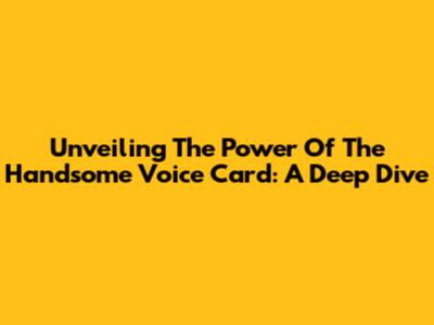 Unveiling The Power Of The Handsome Voice Card: A Deep Dive