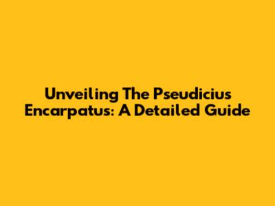 Unveiling The Pseudicius Encarpatus: A Detailed Guide