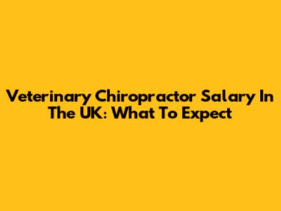 Veterinary Chiropractor Salary In The UK: What To Expect