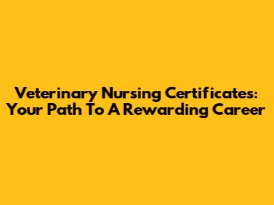 Veterinary Nursing Certificates: Your Path To A Rewarding Career