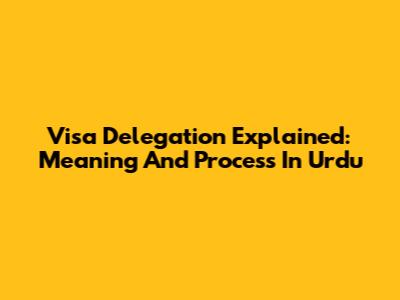 Visa Delegation Explained: Meaning And Process In Urdu