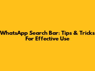 WhatsApp Search Bar: Tips & Tricks For Effective Use