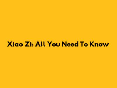 Xiao Zi: All You Need To Know