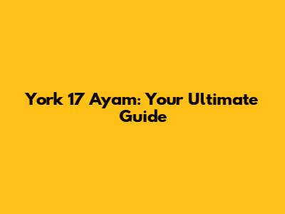 York 17 Ayam: Your Ultimate Guide