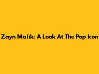 Zayn Malik: A Look At The Pop Icon