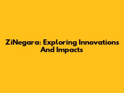 ZiNegara: Exploring Innovations And Impacts