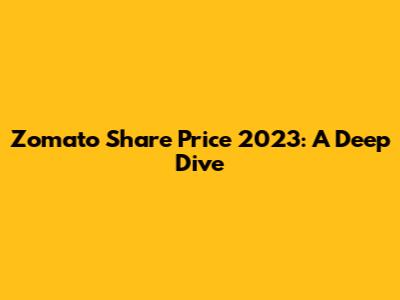 Zomato Share Price 2023: A Deep Dive